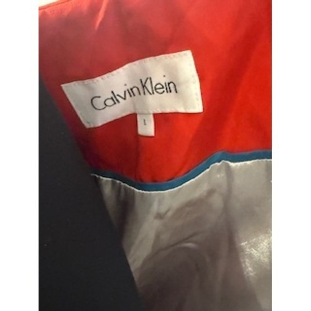 Calvin Klein Womens Red Hooded Rain Jacket Lightweight Utility Coat Large - Picture 8 of 9